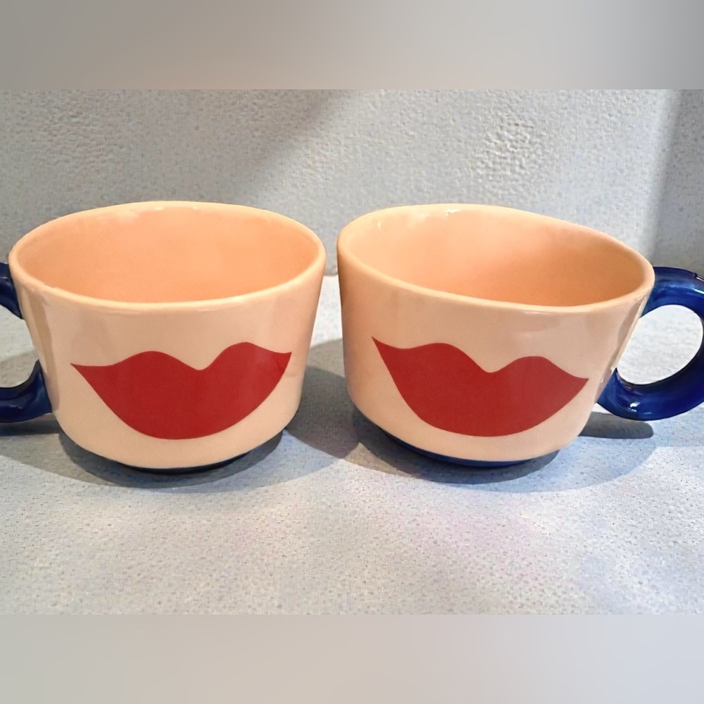 Clare V For Anthropologie Maisonette Lips Coffee Mugs Set Of 2